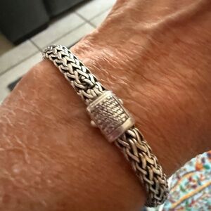 John Hardy Silver Wheat chain bracelet with Pave Diamonds